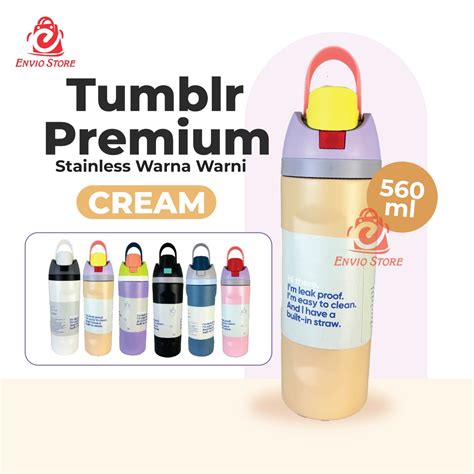 Tumblr Premium Stainless Warna Warni 560ml (2376) - CREAM (Botol Tahan ...
