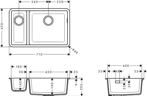 hansgrohe Sinks: S51, S510-U635 Under-mount sink 180/450, Item No. 43433380