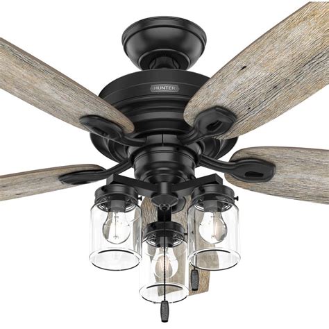 Buy Crown Canyon II 52 in. Indoor/Outdoor Matte Black Ceiling Fan with ...