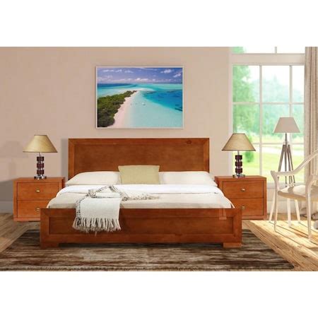 Camden Isle Trent Wooden Platform Bed in Cherry, Queen with 2 ...