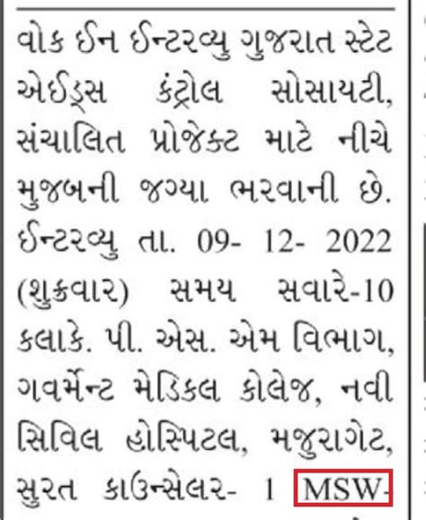 Gujarat State AIDS Control Society Recruitment 2022