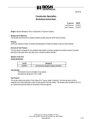 Fillable Online Microbiological Analysis Report Fax Email Print - pdfFiller