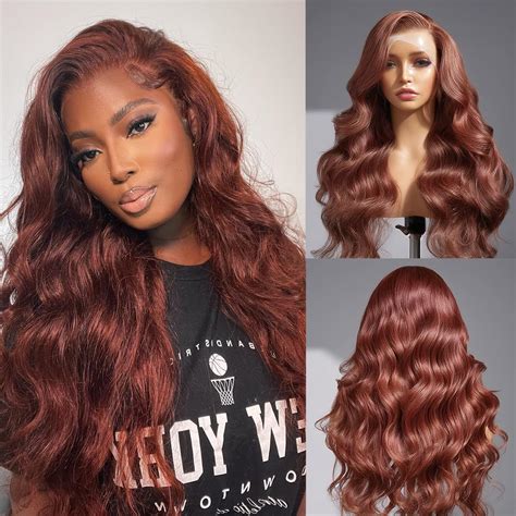 Amazon.com: Reddish Brown Lace Front Wigs Human Hair -13x4 HD Lace Wigs ...