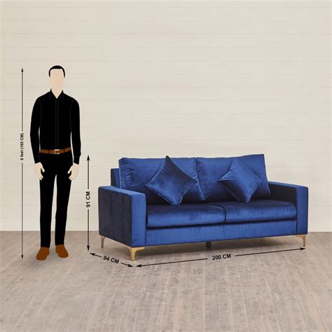 Buy Noir Novelty Velvet 3-Seater Sofa - Blue from Home Centre at just ...