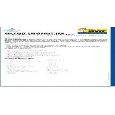 Free Flow Non Shrink Grout - Sika Grout-214 In Cementitious Grout ...