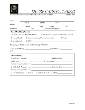 Identity Theft/Fraud Report - Blank Fillable Template | Fill Out, Print ...