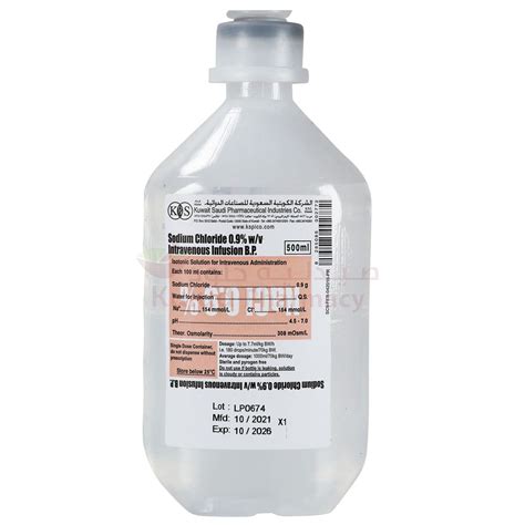 Sodium Chloride 0.9%W/V Infusion Intravenous Infusion 500 ML – Kulud Pharmacy