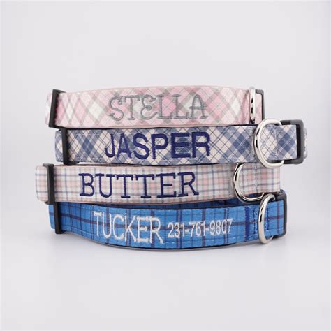 Dog Collars Personalized Dog Collar Embroidered Dog Collar Plaid Custom ...