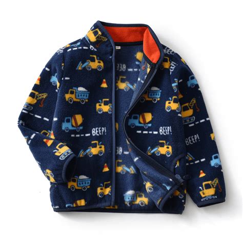 Autumn/Winter Kids Fleece Jacket - Construction Vehicles (2-6 years ...