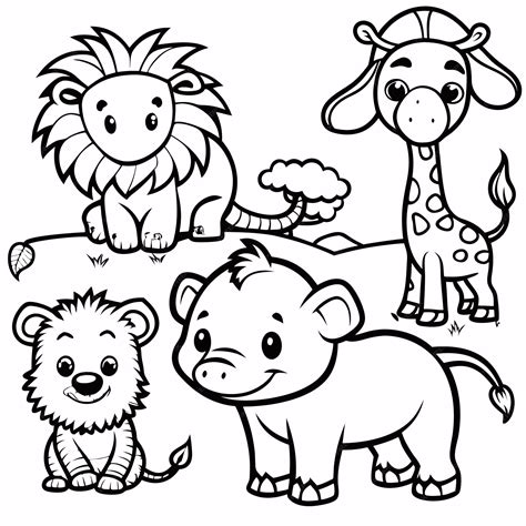 Página para colorear Animales de dibujos animados | Vector Premium ...