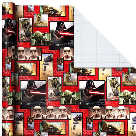 Hallmark 0005EWR2930 Star Wars Wrapping Paper with Cut Lines on Reverse ...