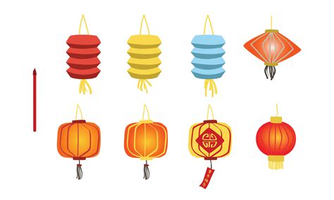 Vector set of Chinese New Year lanterns clipart. Simple colorful ...
