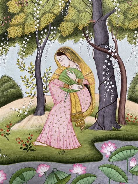 Indian miniature Pahari Kangra Painting of lady Painting by Aditya ...