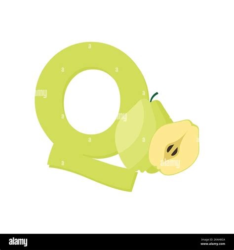 Alphabet Fruits Quince, Clip Art Vector, Illustration for kids, Letter ...