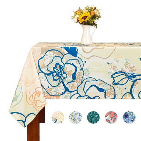Tuerriat Rectangle Tablecloth -60 x 120 Inch Wrinkle Free Waterproof ...