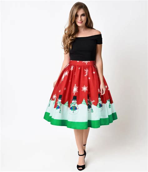 Aliexpress.com : Buy Red Green Merry Christmas Women Cute Skirt Snowman ...
