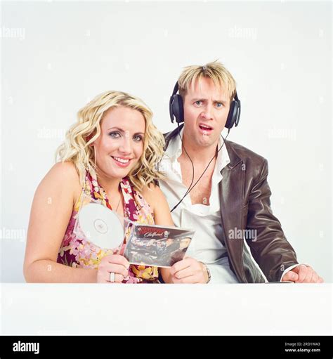 Ian "H" Watkins and Claire Richards from the pop band Steps. February 2002, London, England ...
