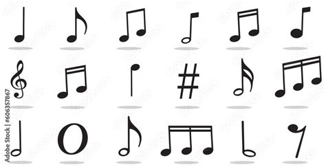 Collection of Music notes icon set. Musical key signs. piano, guitar, instrument, melody. Vector ...