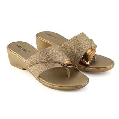 Buy MOSAC Women's Party-Wear Designer Wedding Slip-On Casual Wedge ...