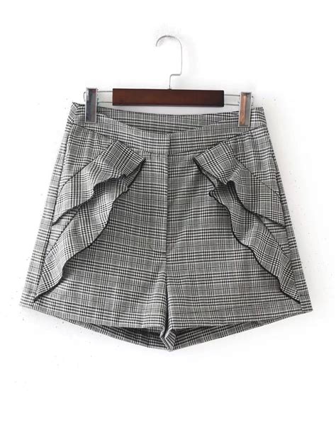 Flounce Detail Plaid Shorts | Plaid shorts women, Plaid shorts, High ...