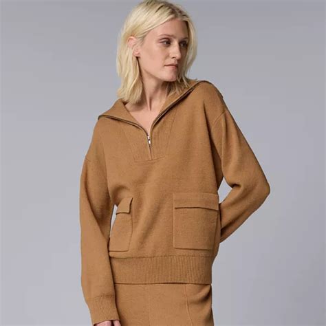 Petite Simply Vera Vera Wang Half Zip Sweater Pullover