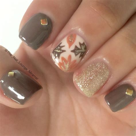 Autumn fall leaves nail art design | Fall gel nails, Fall nail art ...