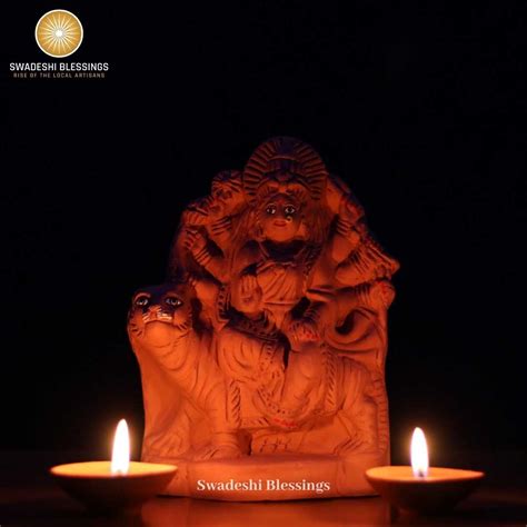 Swadeshi Blessings’ Handmade 100% Eco-Friendly Clay Durga Maa-9 Inches