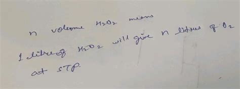 A 6 volume sample of H2O2 A would give 6 volumes of oxygen per unit ...
