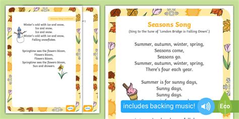 Seasons Song | Twinkl