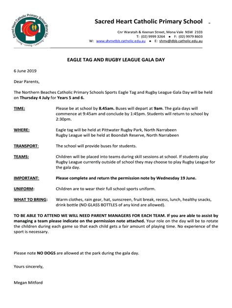 Fillable Online EAGLE TAG AND RUGBY LEAGUE GALA DAY Fax Email Print ...