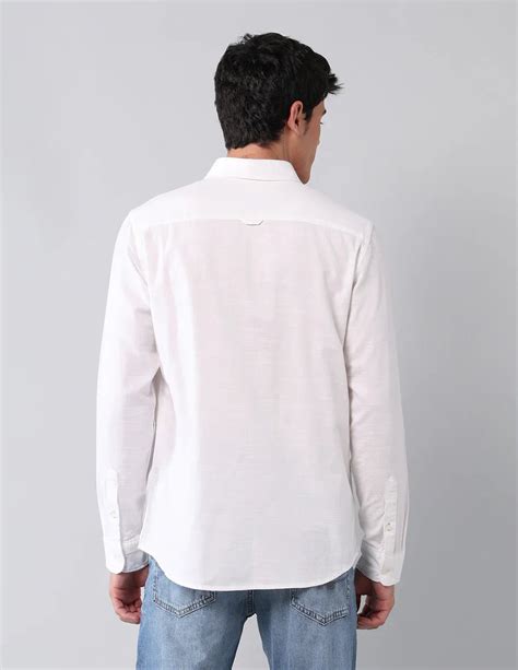 White Solid Cotton Linen Casual Shirt – South India Shopping Mall