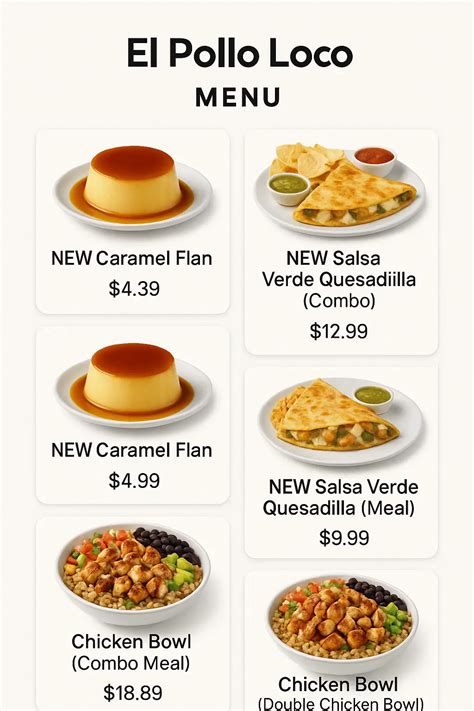 El Pollo Loco Menu Prices - PriceListo