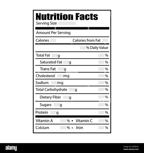 Cereal Box Nutrition Label Template