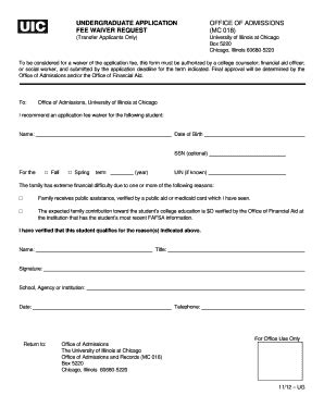 Uic Application Fee Waiver - Fill and Sign Printable Template Online