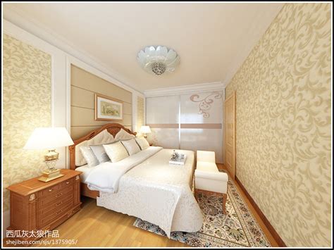 欧式温馨卧室壁纸装修效果图大全2014图片 – 设计本装修效果图
