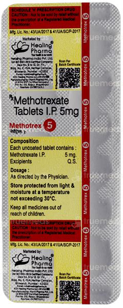 Methotrex 5 Tablet 10 - Uses, Side Effects, Dosage, Price | Truemeds
