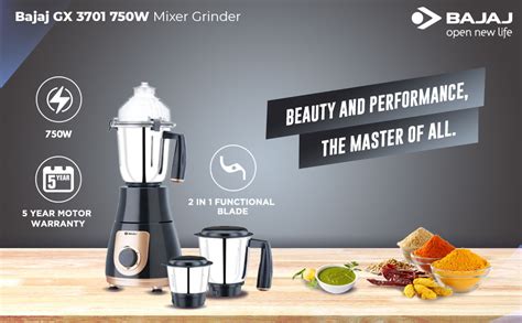 Buy Bajaj GX-3701 750W Mixer Grinder | Nutri-Pro Feature | 3 Jars ...