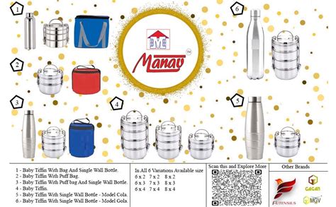 Buy FUTENSILS Stainless Steel Tiffin Box Clip Model,5-Tier-Size -11X5 ...
