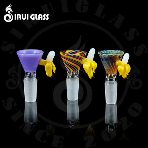 Sirui Wholesale 14mm Male Joint Banana Fruit Handle Herb Glass Bowl for Glass Smoking Water Pipe ...