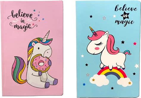 Buy Jiada Pack of 2 Unicorn A5 Perfect Notebooks - 2 Designs - 100 ...