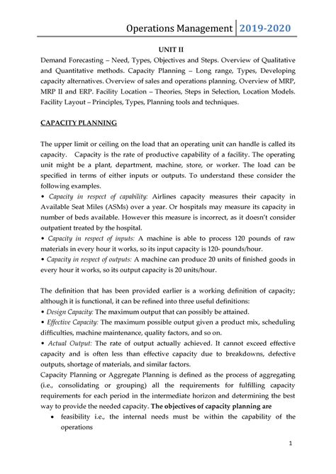 OM UNIT 2 - MBA NOTES - UNIT II Demand Forecasting – Need, Types ...