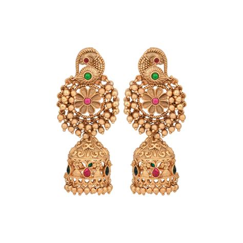 Gold plated temple bird & jhumka earring – Anvik