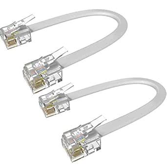 Short Phone Cord, 2 Pack 3 inch RJ11 6P4C Male to Male Telephone ...