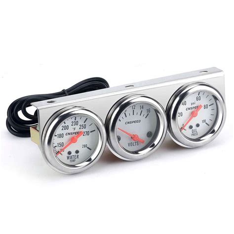 Carrfan 2'' Triple Gauge Kit Volt Gauge Water Temp Gauge Oil Pressure ...