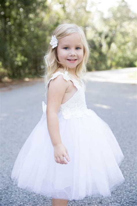 White Girls Dress, Tulle Dress, Princess Girls Toddler Baby Dress, 1st ...