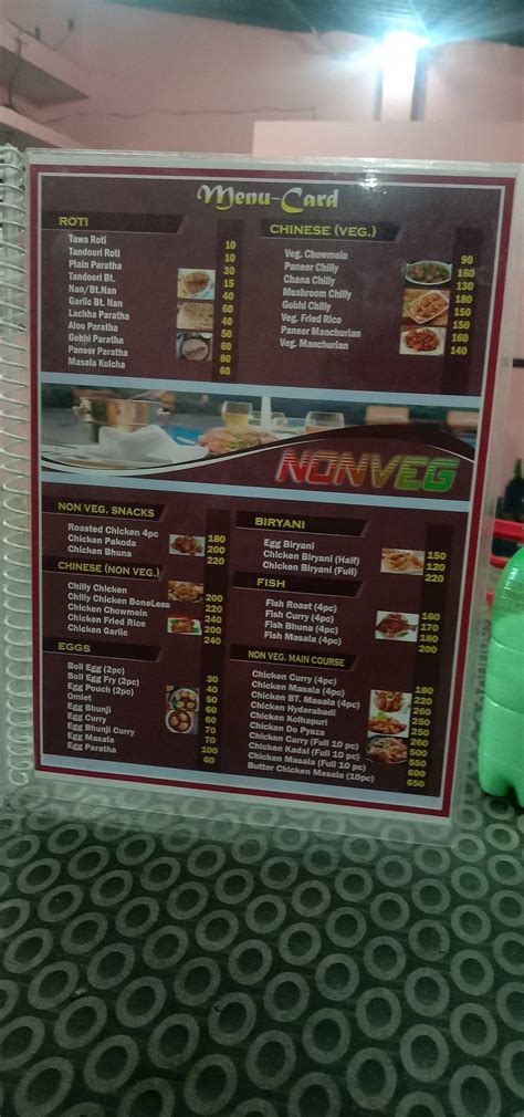 Menu at Gurukripa Dhaba, India, near BPCL petrol pump