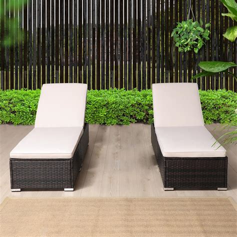 Amazon.com: Asifom Outdoor Patio Chaise Lounges Set of 2 Seating Chairs ...