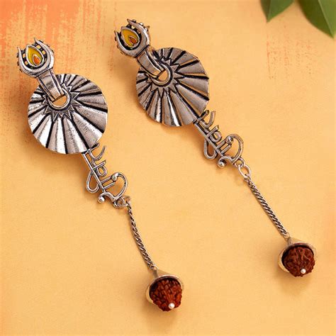 Aham Brahmasmi Shakti Rudraksha Bead Earrings – VOYLLA