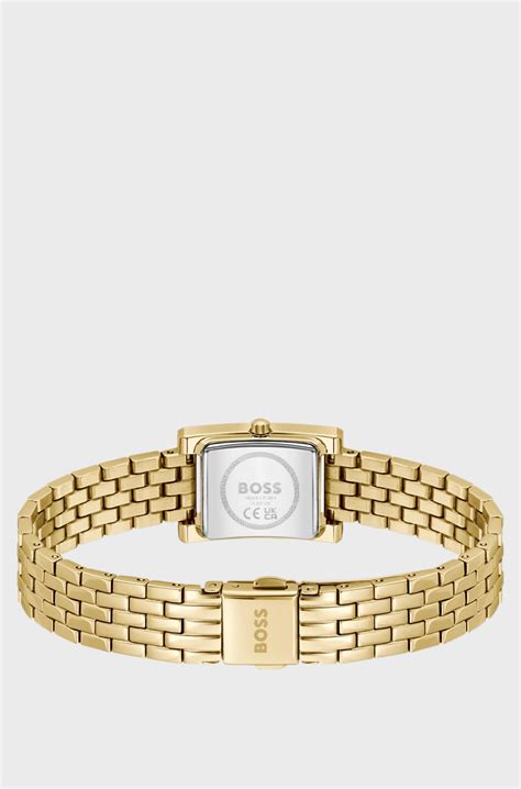 BOSS - LUCY PRECIOUS Crystal-embellished gold-effect watch with white ...