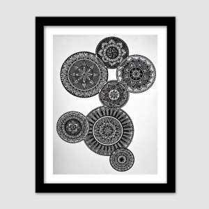 Floral Doodle Laminated & Framed, Dual-Utility (Wall Mounted and ...